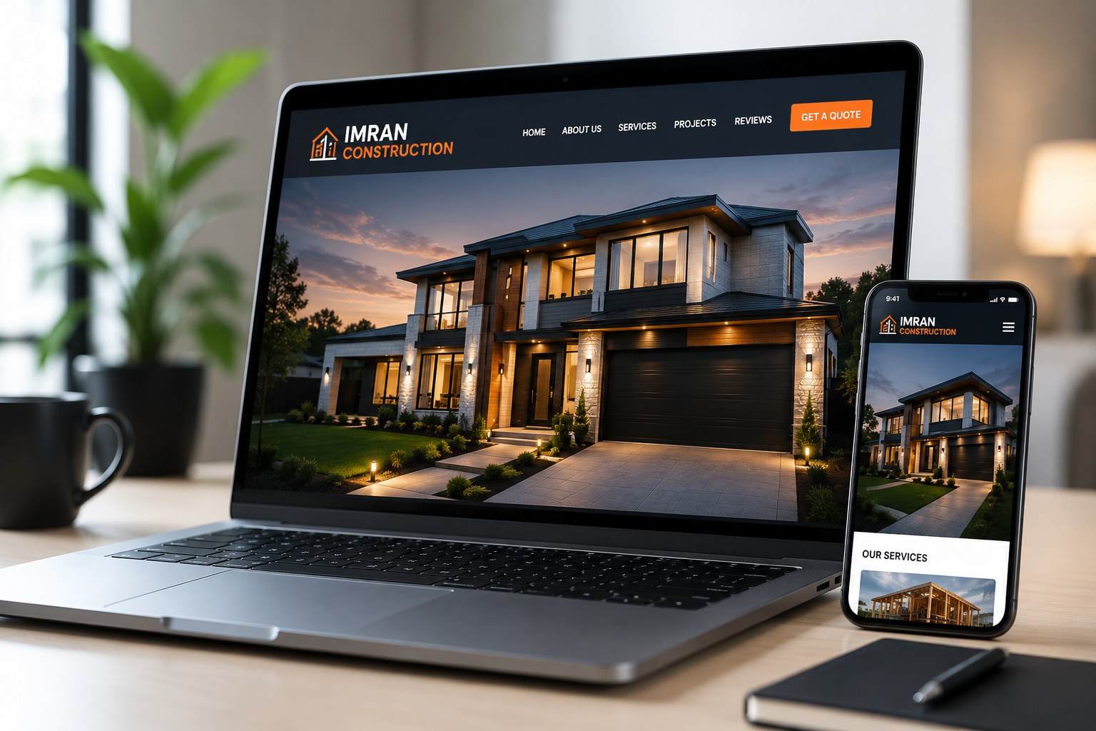 Website design laptop and mobile mockup
